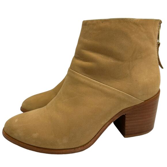 Nisolo Women's Boots US 7.5 Dari Heeled Ankle Booties Tan Leather Suede Back Zip - Picture 4 of 16